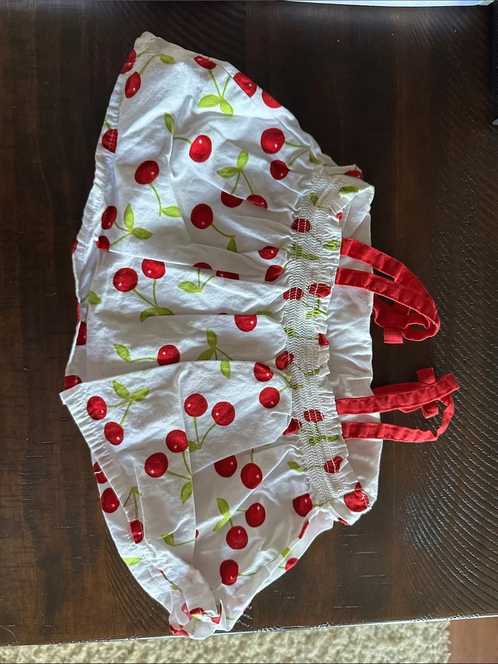 Gymboree White Cherry Print Dress with Red Accents